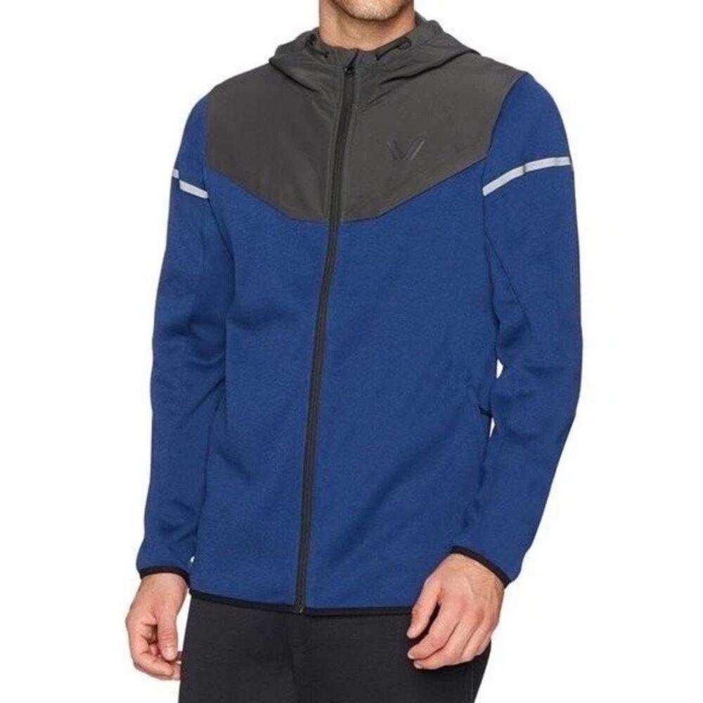 Peak Velocity Mens Blue‎ Gray Hooded Zipper Jacket Size XL